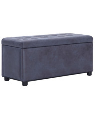 Pouf de rangement 87,5 cm Gris Similicuir daim | Mobilier & Déco