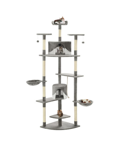 Arbre à chat avec griffoirs en sisal 203 cm Gris et Blanc | Mobilier & Déco