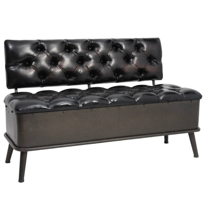 Banc de rangement avec dossier 110 cm Noir Similicuir | Mobilier & Déco