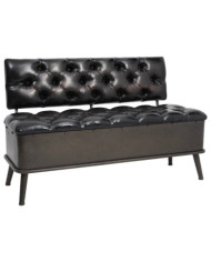 Banc de rangement avec dossier 110 cm Noir Similicuir | Mobilier & Déco