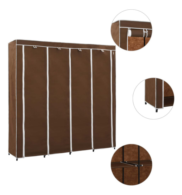 Garde-robe avec 4 compartiments Marron 175x45x170 cm | Mobilier & Déco