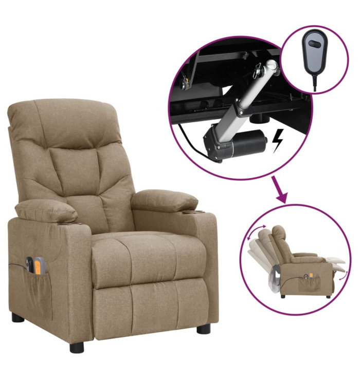 Fauteuil électrique de massage Taupe Tissu | Mobilier & Déco