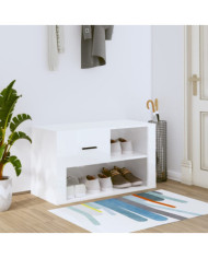 Armoire à chaussure Blanc brillant 80x35x45 cm Bois ingénierie | Mobilier & Déco