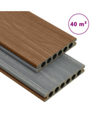 Panneaux de terrasse et accessoires WPC Marron/gris 40 m² 4 m | Mobilier & Déco