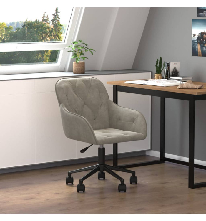 Chaise pivotante de bureau Gris clair Velours | Mobilier & Déco