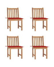 Chaises de jardin lot de 4 avec coussins Bois de teck massif | Mobilier & Déco