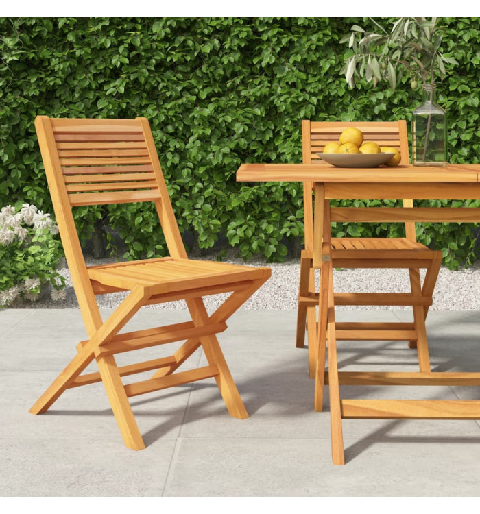 Chaises de jardin pliantes lot de 2 47x62x90cm bois massif teck | Mobilier & Déco