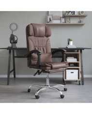 Fauteuil de massage inclinable de bureau Marron Similicuir | Mobilier & Déco