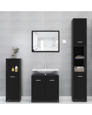 Ensemble de meubles de salle de bain 4 pcs Noir Bois ingénierie | Mobilier & Déco