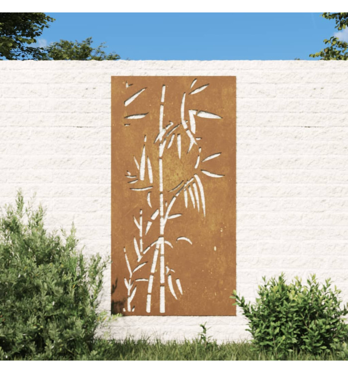 Décoration murale jardin 105x55 cm acier corten design bambou | Mobilier & Déco