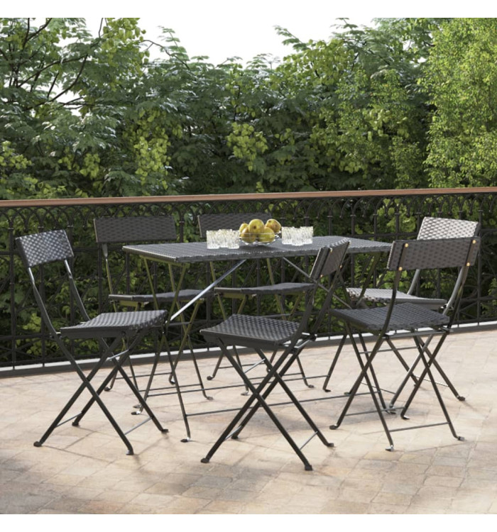 Chaises de bistrot pliantes lot de 6 Noir Résine tressée acier | Mobilier & Déco