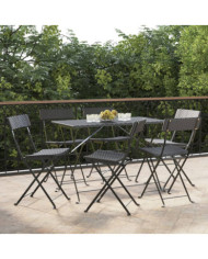 Chaises de bistrot pliantes lot de 6 Noir Résine tressée acier | Mobilier & Déco