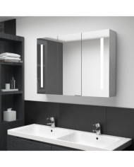 Armoire de salle de bain à miroir LED Gris béton 89x14x62 cm | Mobilier & Déco