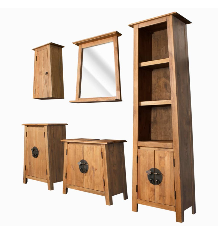 Ensemble de salle de bains 5 pcs Pinède solide | Mobilier & Déco