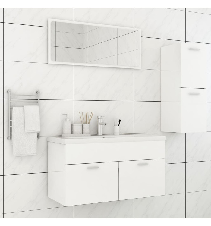 Ensemble de meubles de bain Blanc brillant Bois d'ingénierie | Mobilier & Déco