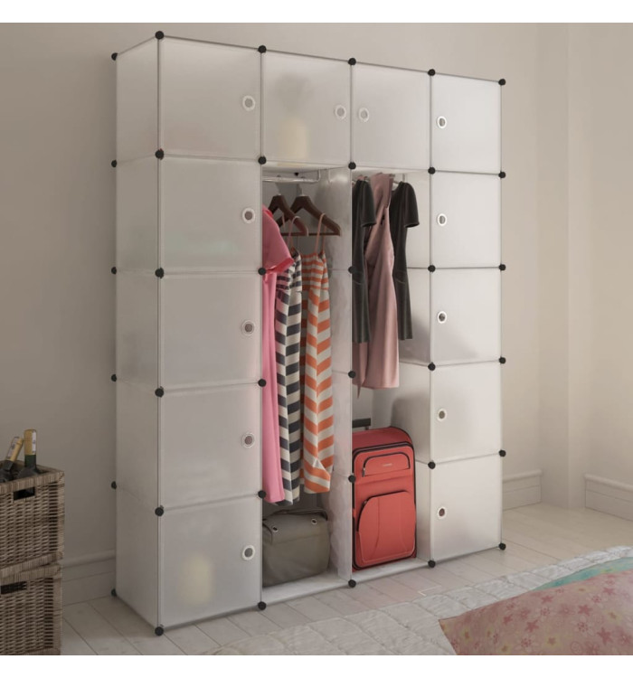 Armoire modulaire 14 compartiments blanc 37 x 146 x 180,5 cm | Mobilier & Déco