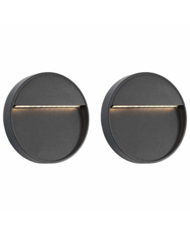 Appliques murales à LED d'extérieur 2 pcs 3 W Noir Rond | Mobilier & Déco