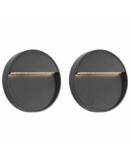 Appliques murales à LED d'extérieur 2 pcs 3 W Noir Rond | Mobilier & Déco