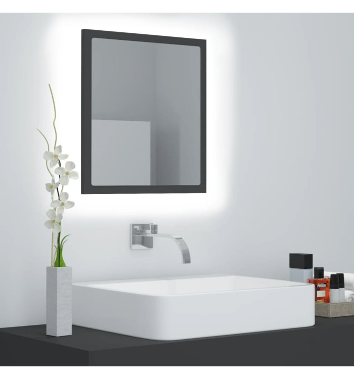 Miroir à LED de salle de bain Gris 40x8,5x37 cm Acrylique | Mobilier & Déco