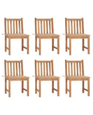 Chaises de jardin lot de 6 avec coussins Bois de teck massif | Mobilier & Déco