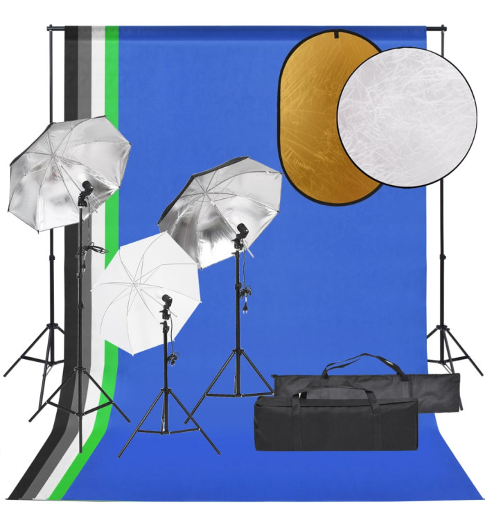 Kit de studio photo avec éclairage toile de fond et réflecteur | Mobilier & Déco