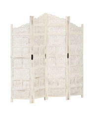 Cloison de séparation 4 panneaux Blanc 160x165 cm Bois manguier | Mobilier & Déco