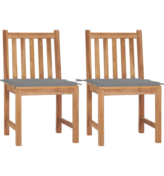 Chaises de jardin lot de 2 avec coussins Bois de teck massif | Mobilier & Déco