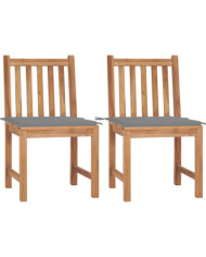 Chaises de jardin lot de 2 avec coussins Bois de teck massif | Mobilier & Déco
