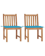 Chaises de jardin lot de 2 avec coussins Bois de teck massif | Mobilier & Déco