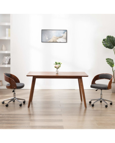 Chaise pivotante de bureau Gris Bois courbé et tissu | Mobilier & Déco