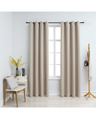 Rideaux occultants avec anneaux en métal 2 pcs Beige 140x225 cm | Mobilier & Déco