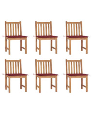 Chaises de jardin lot de 6 avec coussins Bois de teck massif | Mobilier & Déco