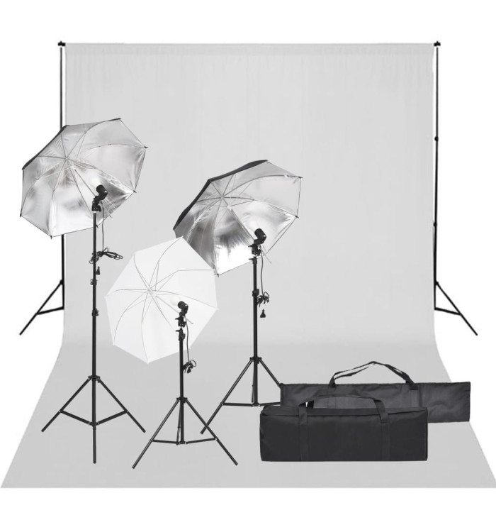 Kit de studio photo avec éclairage et toile de fond | Mobilier & Déco