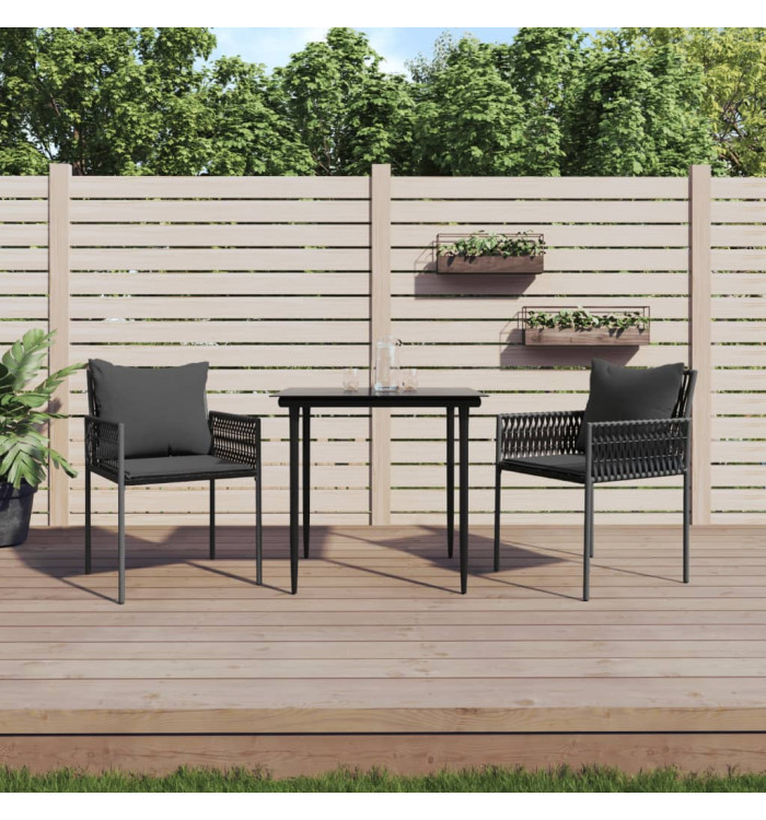 Chaises de jardin avec coussins lot de 2 noir 54x61x83 cm rotin | Mobilier & Déco
