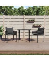 Chaises de jardin avec coussins lot de 2 noir 54x61x83 cm rotin | Mobilier & Déco