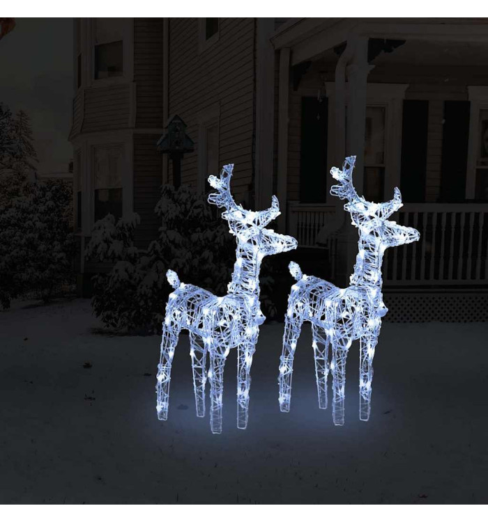 Rennes de Noël 2 pcs 80 LED Blanc froid Acrylique | Mobilier & Déco