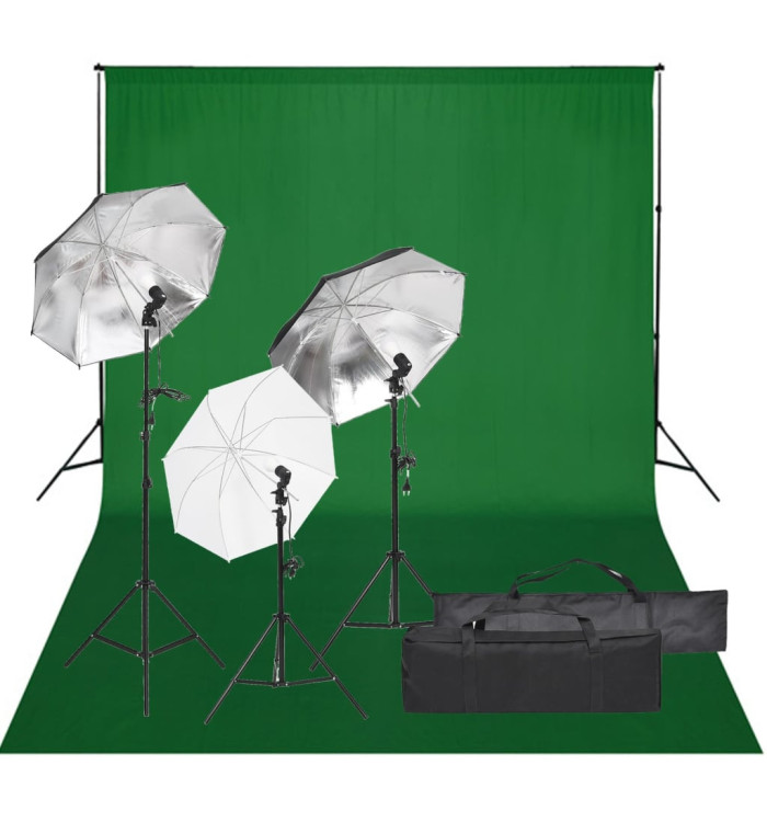Kit de studio photo avec éclairage et toile de fond | Mobilier & Déco