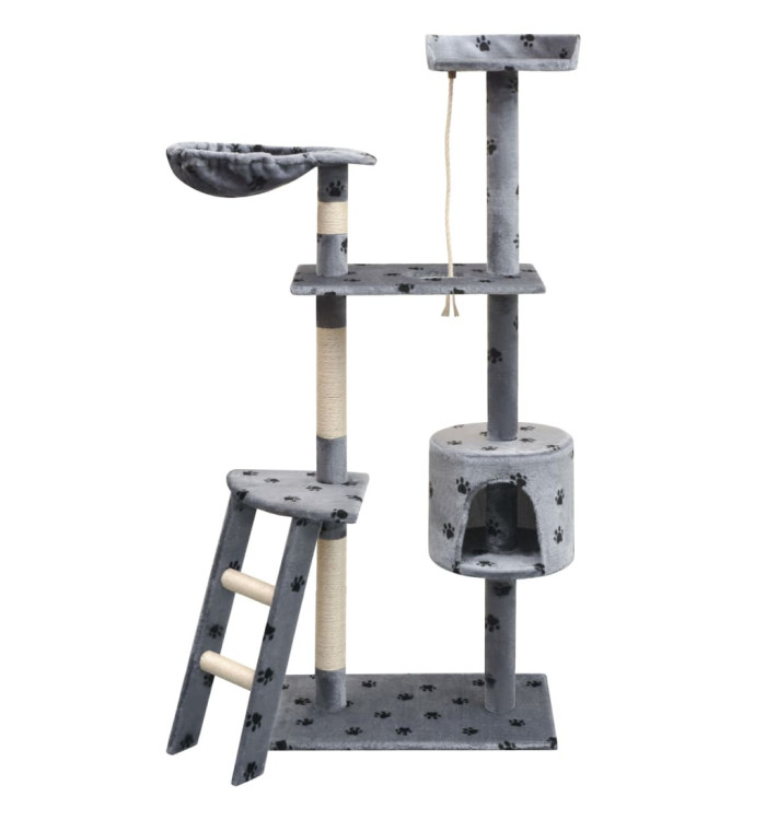 Arbre à chat et griffoir Sisal 150 cm Empreintes de pattes Gris | Mobilier & Déco