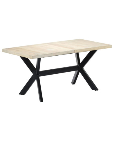 Table à manger Blanc 160x80x75 cm Bois de manguier massif | Mobilier & Déco