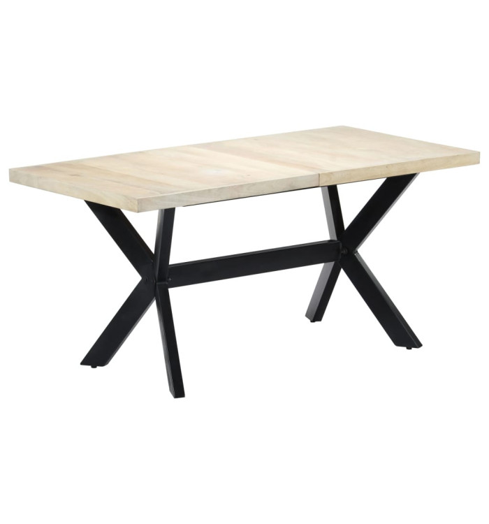 Table à manger Blanc 160x80x75 cm Bois de manguier massif | Mobilier & Déco