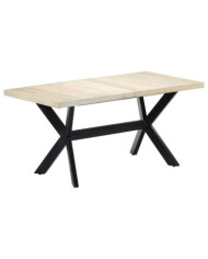 Table à manger Blanc 160x80x75 cm Bois de manguier massif | Mobilier & Déco
