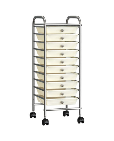 Chariot de rangement mobile à 10 tiroirs Blanc Plastique | Mobilier & Déco