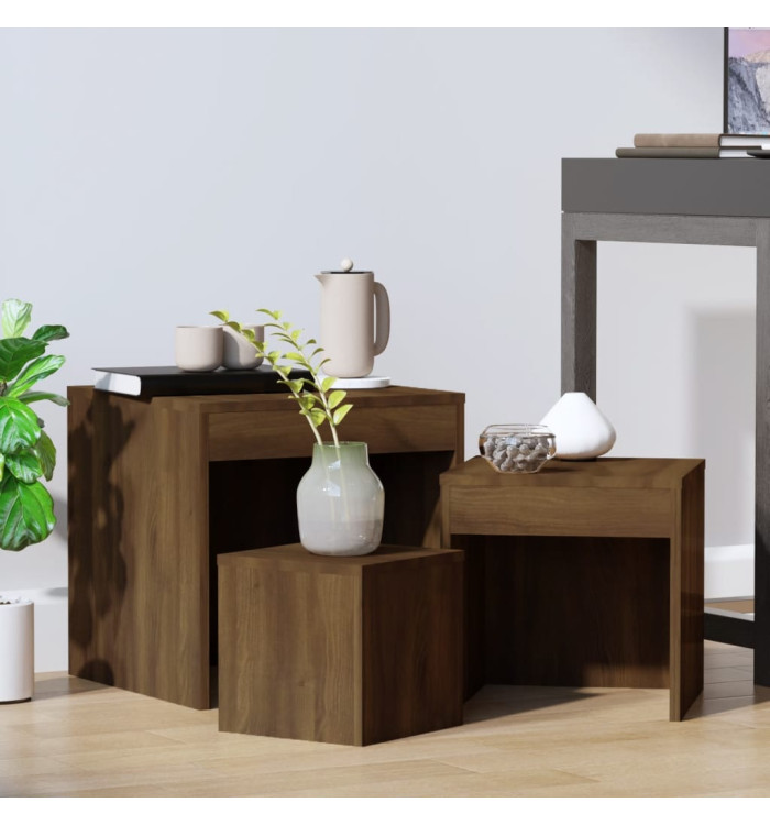 Tables gigognes 3 pcs Chêne marron Bois d'ingénierie | Mobilier & Déco