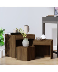 Tables gigognes 3 pcs Chêne marron Bois d'ingénierie | Mobilier & Déco