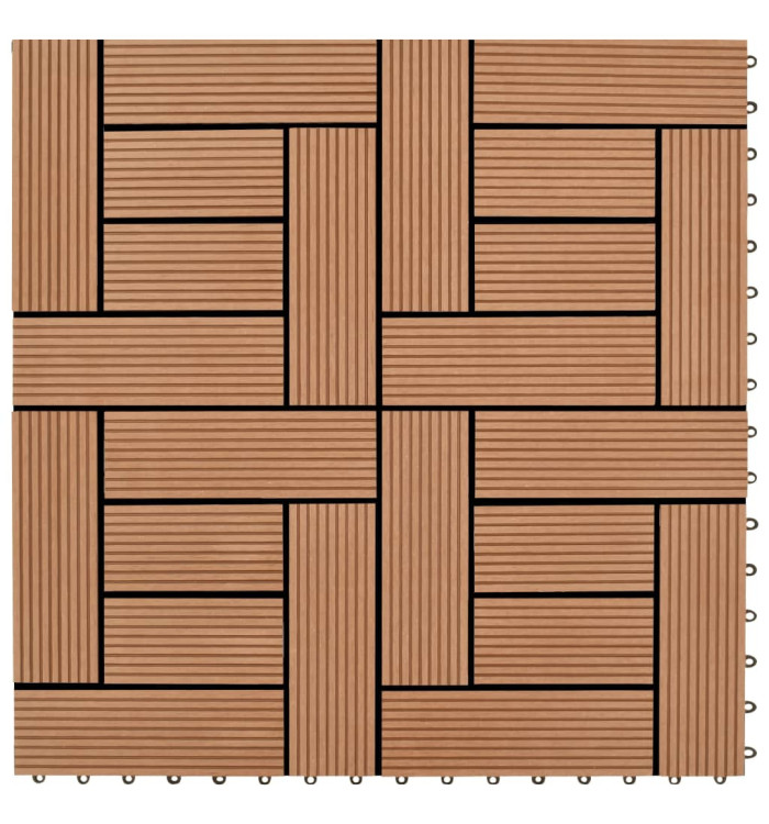 Carreaux de terrasse 22 pcs 30 x 30 cm 2 m² WPC Marron | Mobilier & Déco