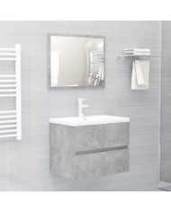Ensemble de meubles de salle de bain gris béton bois ingénierie | Mobilier & Déco