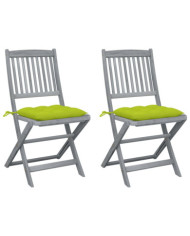 Chaises pliables d'extérieur lot de 2 et coussins Bois d'acacia | Mobilier & Déco