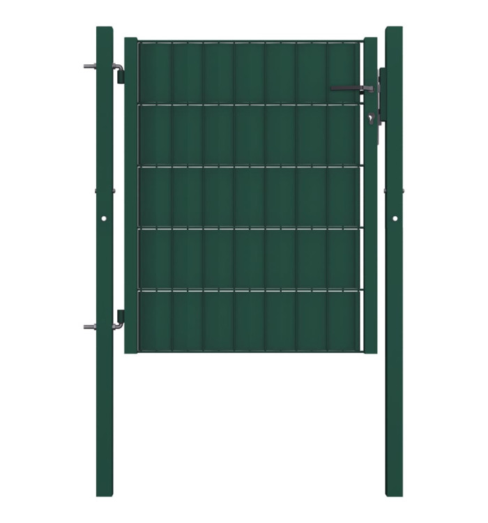 Portail de clôture PVC et acier 100x81 cm Vert | Mobilier & Déco