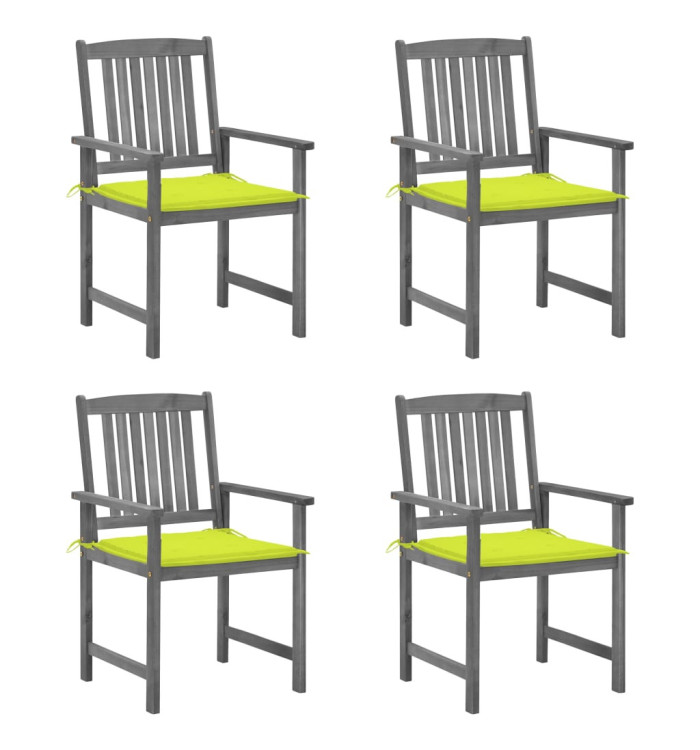 Chaises de jardin et coussins lot de 4 Gris Bois acacia massif | Mobilier & Déco