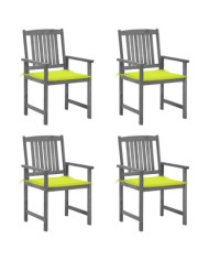 Chaises de jardin et coussins lot de 4 Gris Bois acacia massif | Mobilier & Déco